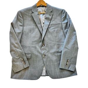 Ralph Lauren Men 42S Natural Stretch Wool Blend Gray Striped Blazer Sport Jacket